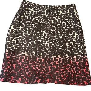 J. Crew pencil skirt animal print black to pink ombre fully lined zip up Sz 8